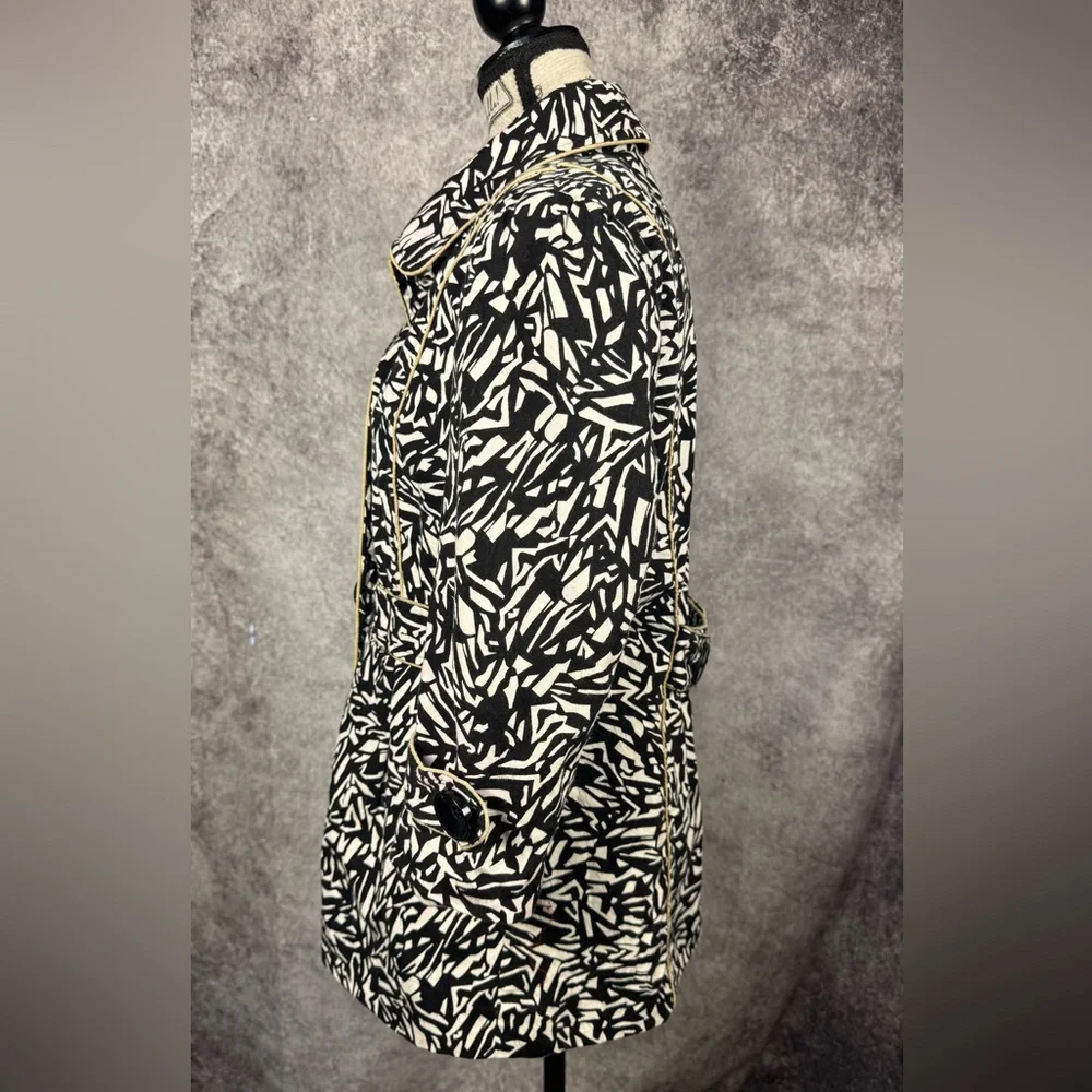 Sharon Young Abstract Print Jacket Size 8 Black White Career Chic Coat - Picture 9 of 14